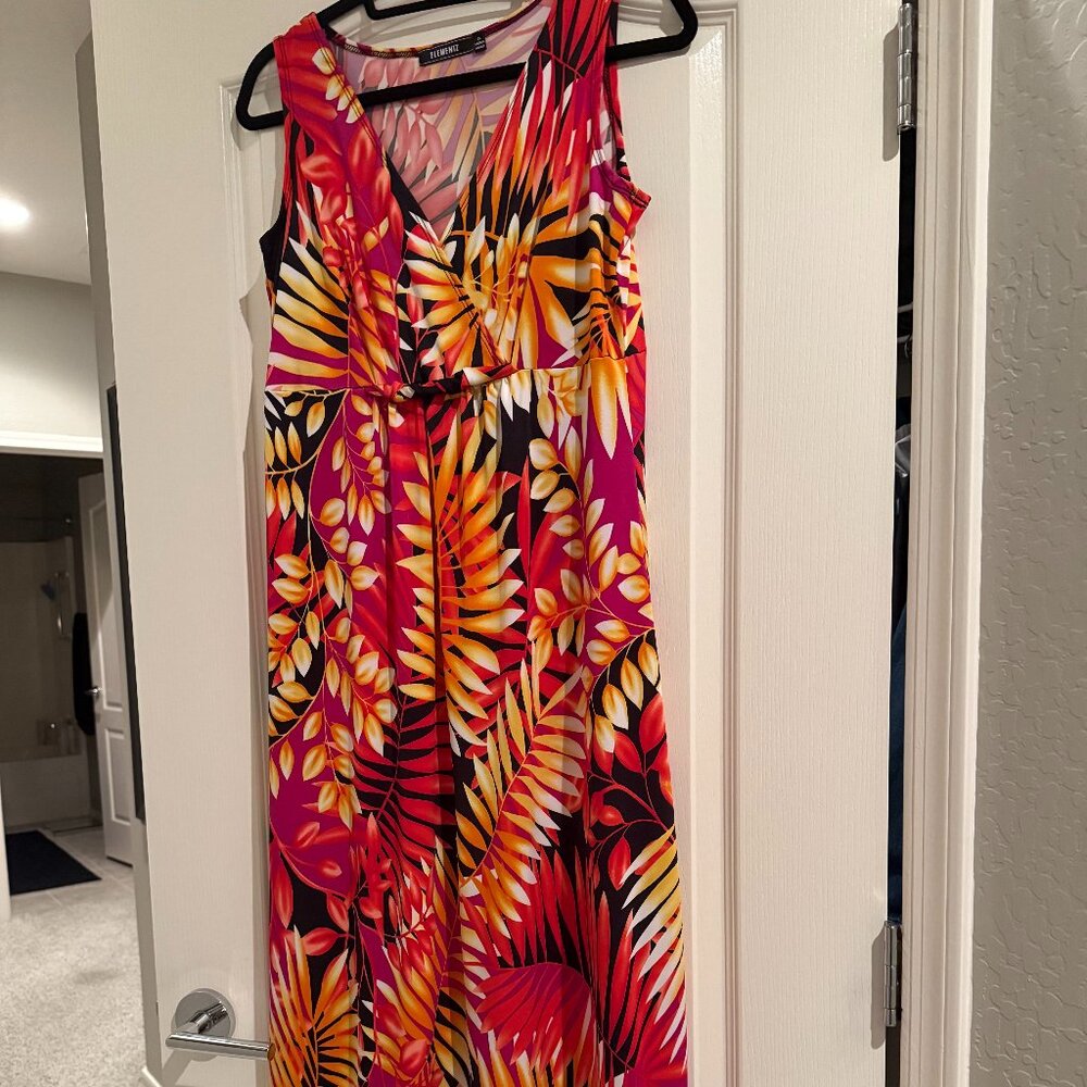 Elementz | Colorful V-Neck Maxi Dress | Multi-Color | Size S